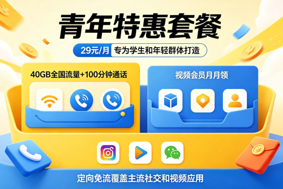 青年特惠套餐 29元/月 40GB